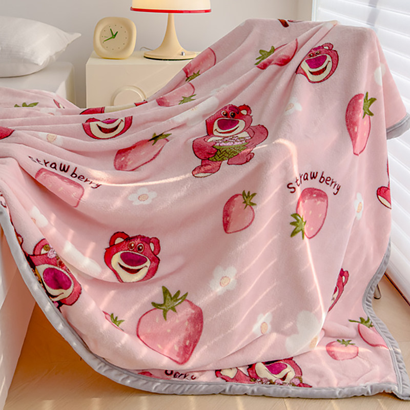 冬季牛奶绒毛毯办公室午睡毯加厚珊瑚绒盖毯草莓熊学生宿舍小毯子,床上用品,休闲毯/毛毯/绒毯,淘宝优惠券,粉丝福利购,淘宝优惠卷