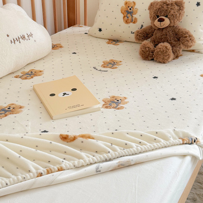 A类婴童牛奶绒床笠床垫套