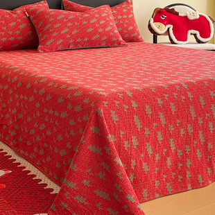 马年纯棉双层纱床单单大红色喜庆婚庆全棉被单枕套三件套2026新款