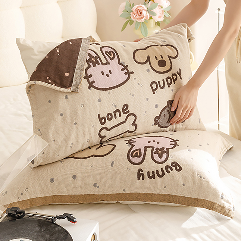 全棉紗布枕巾一對裝防滑防頭油