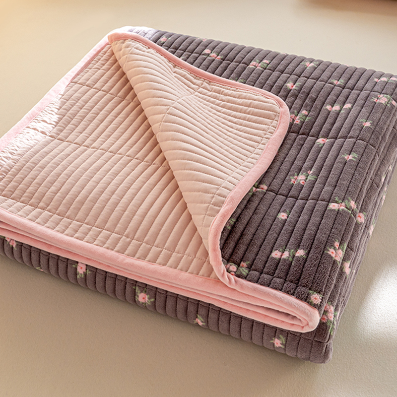 牛奶绒加厚夹棉床单床盖炕单