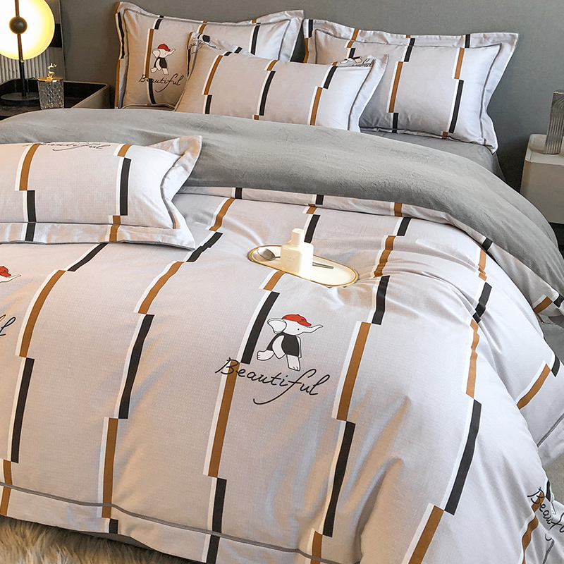 一面全棉一面暖绒四件套