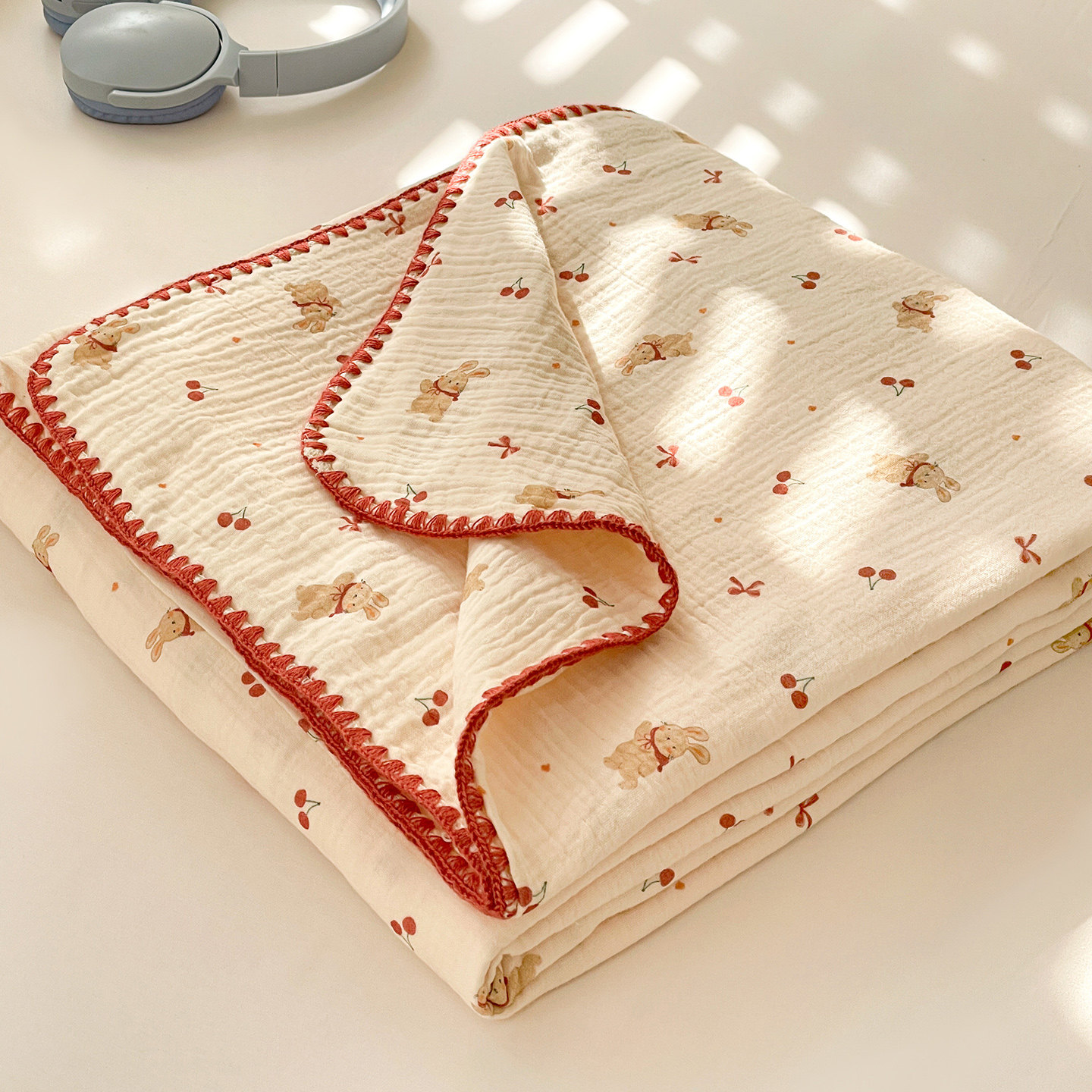 A类纯棉双层纱盖毯婴幼儿被子新生儿全棉夏凉被小毯子宝宝午睡毯