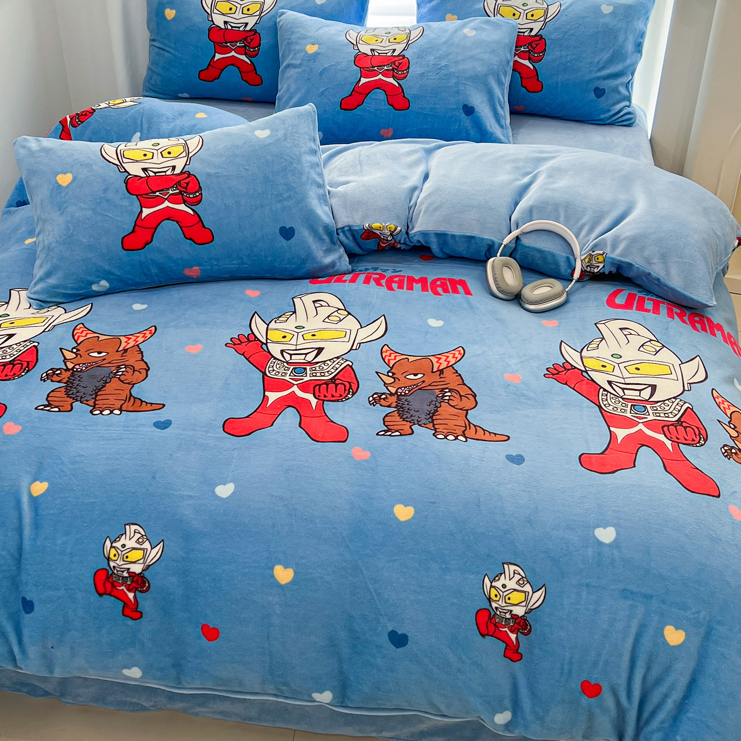 奥特曼床上四件套冬季儿童男孩珊瑚牛奶绒床单被套床品2025年新款