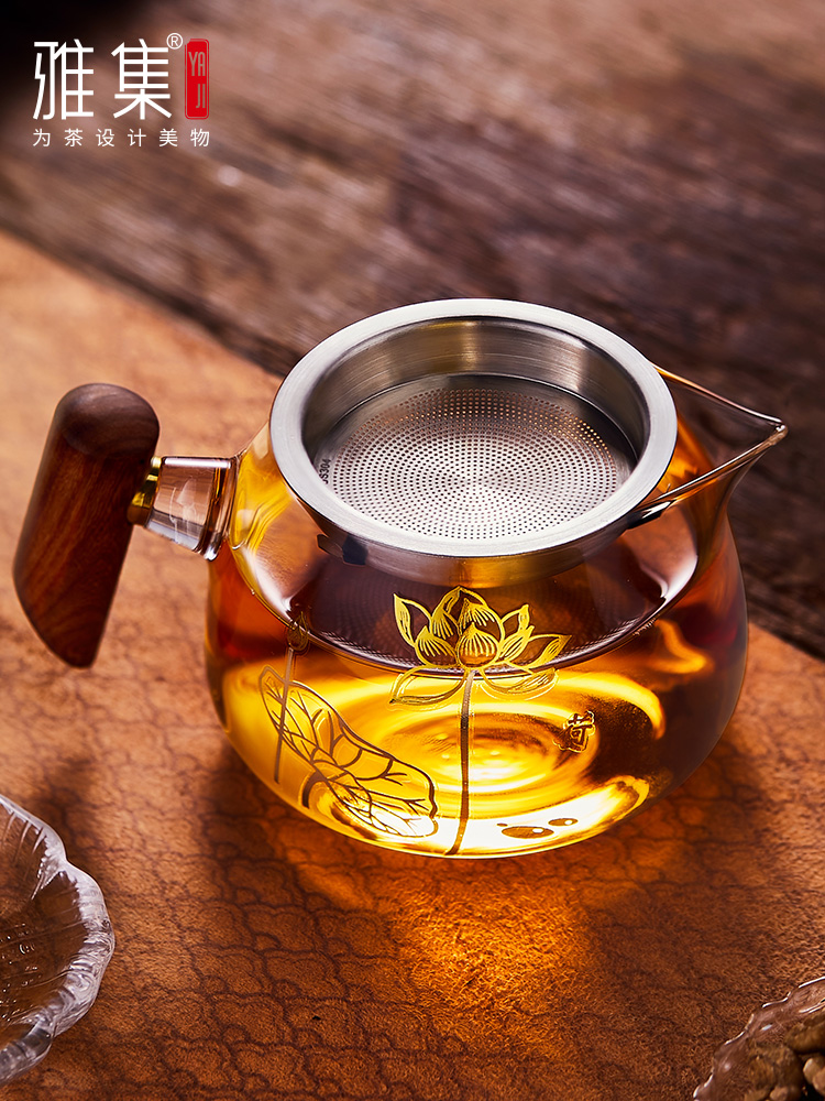 雅集公道杯玻璃加厚耐热分茶器不锈钢茶漏过滤泡茶器日式公杯套装