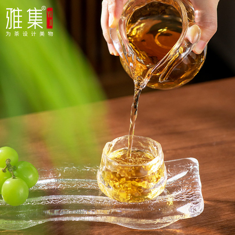 雅集茶具水晶玻璃琉璃茶具三件套主人杯单杯功夫茶具禅意公道杯