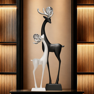 简约现代玄关进门入户鹿摆件招财装饰品客厅电视柜竖高轻奢摆设品