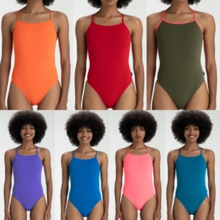 女孩专业训练比赛泳衣 连体泳衣 TAUPOC竞速系带泳衣女 纯色时尚