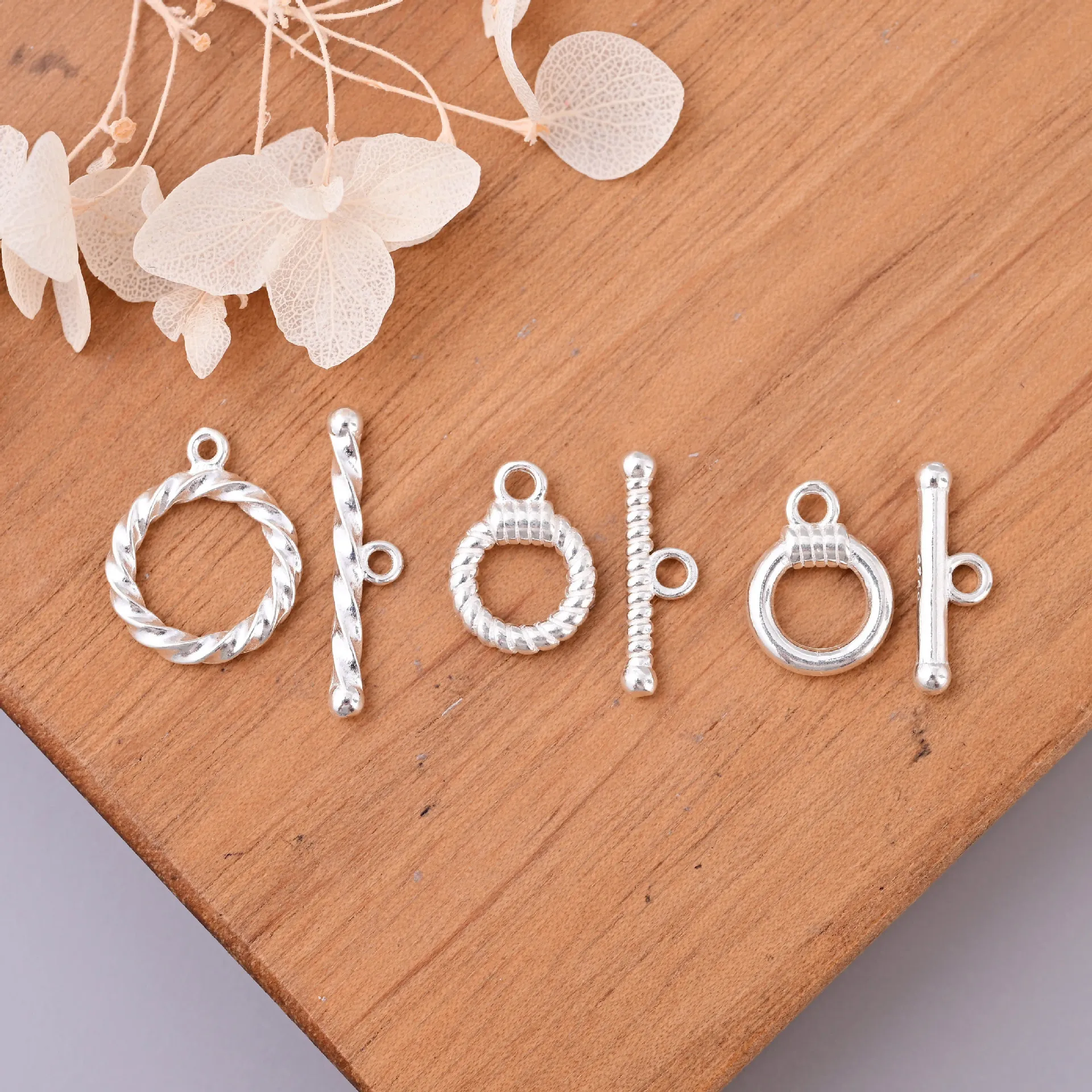 S925纯银经典圆形扭纹麻花小号OT扣 精工DIY手串编绳收尾连接扣