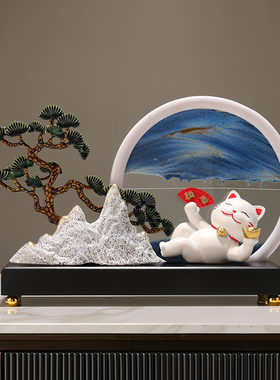 招财猫流沙画摆件客厅装饰品