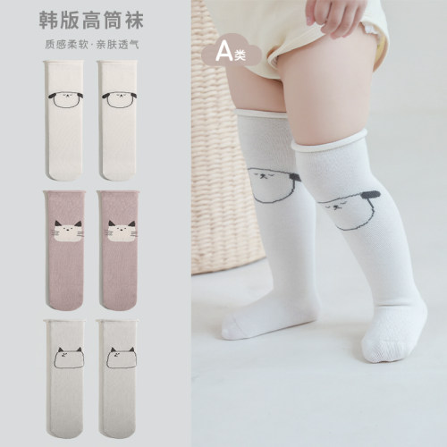 不会勒腿的袜子简约卡通高筒袜