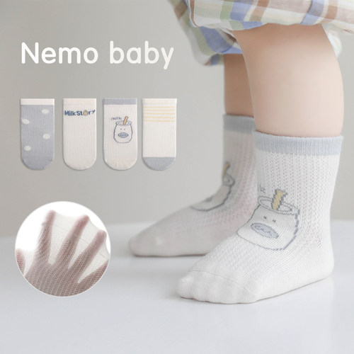 Nemobaby夏季透气中筒袜卡通可爱
