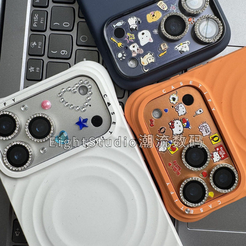 【防刮镂空保护膜】高颜值DIY水钻镜头膜立体珍珠KT贴纸韩系温柔甜美风适用苹果iPhone17promax装饰爱心超薄