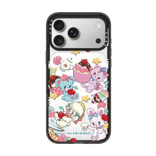 【swimmer联名】可爱小熊轻盈透明黑框镜面防摔磁吸手机壳magsafe适用苹果iPhone17ProMax16pro15p14
