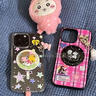 手机气囊磁吸女孩相框小狗星星 泡泡骚通用磁吸支架 微微日常