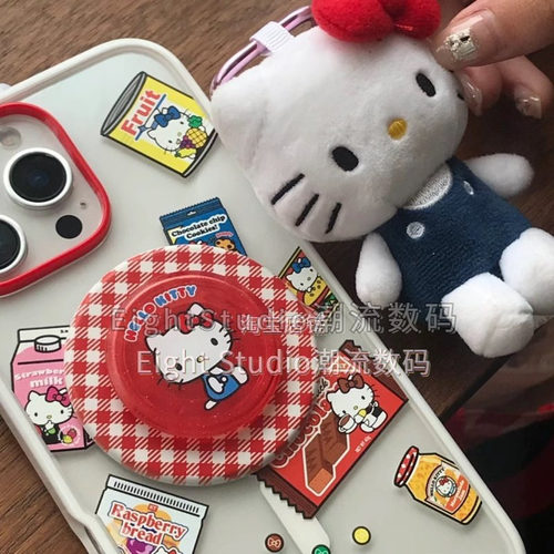 HelloKitty联名泡泡骚强磁吸手机壳  白日梦美味零食坐坐戳戳KT罐头软糖袋磁吸支架适用苹果iphone17promax16