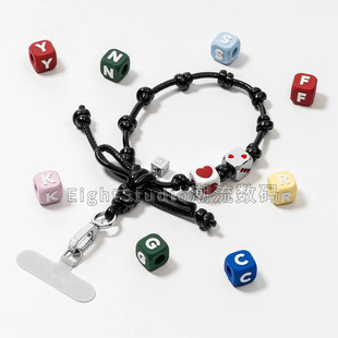 【C原版蝴蝶结皮绳腕带】字母硅胶爱心腕带短链手机壳链条挂绳