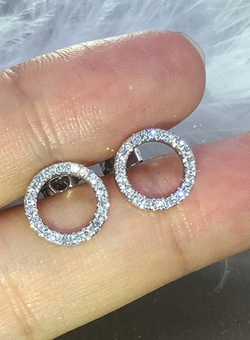 Delicate Hollow Out Circle Stud Earrings Full Paved CZ