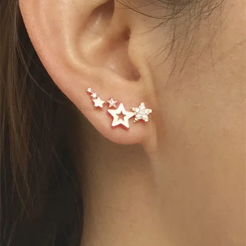 Hot Selling Simple Stylish Star Women Drop Earrings Shiny