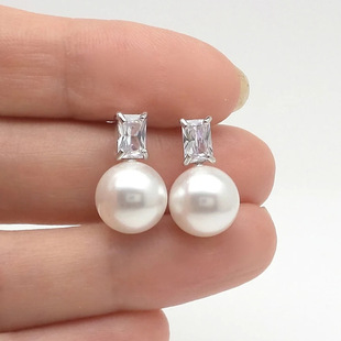 Large Diameter Imitation Pearl Earrings Fashionable Simple