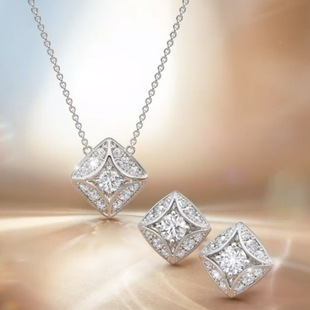 Jewelry Set Geometric Zircon Earrings Necklace for Women