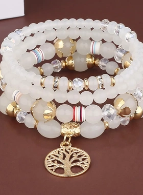 4Pcs Tree Of Life Charm Bracelet Set For Women Handmade