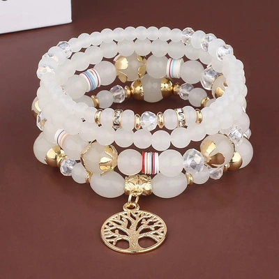 4Pcs Tree Of Life Charm Bracelet Set For Women Handmade