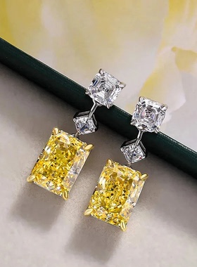Yellow Cubic Zircon Dangle Earrings for Women Temperament