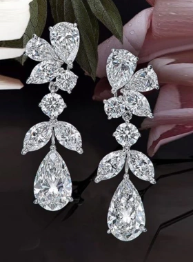 Aesthetic Design Women's Dangle Earrings with White Cubic