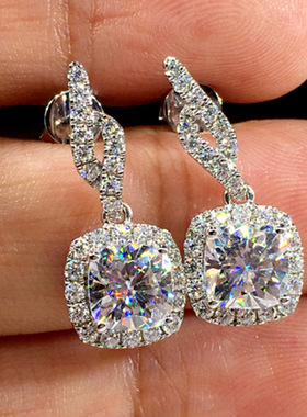 Full Diamond Square Eardrop Female Joker Ruili Street Style