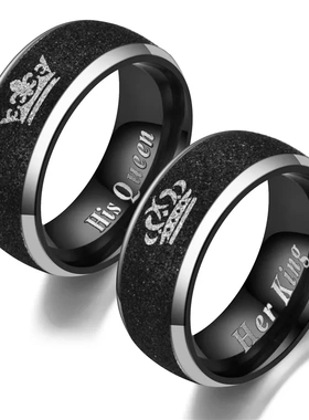 Her King and His Queen Letter Couple Rings For Women Men