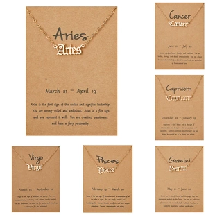 12 Zodiac Letter Shape Necklaces For Women Constellation