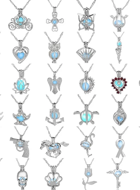 Glow in The Dark Locket necklace For Women Gun skull Heart