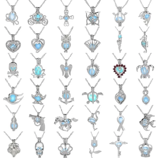 Glow in The Dark Locket necklace For Women Gun skull Heart