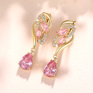 Drop-shaped Pink Earrings Birthstone High-end Luxury