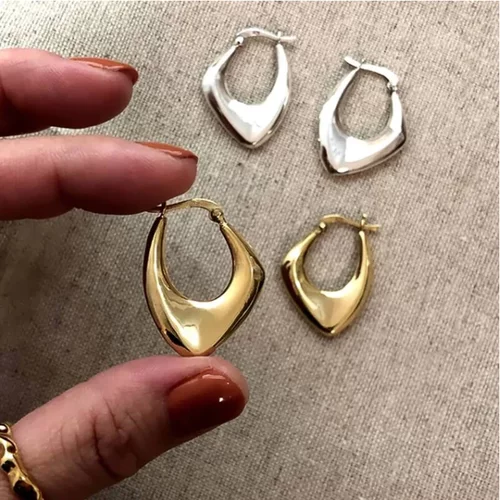 Geometric Metal Hoop Earrings for Women Gold Color/Silver