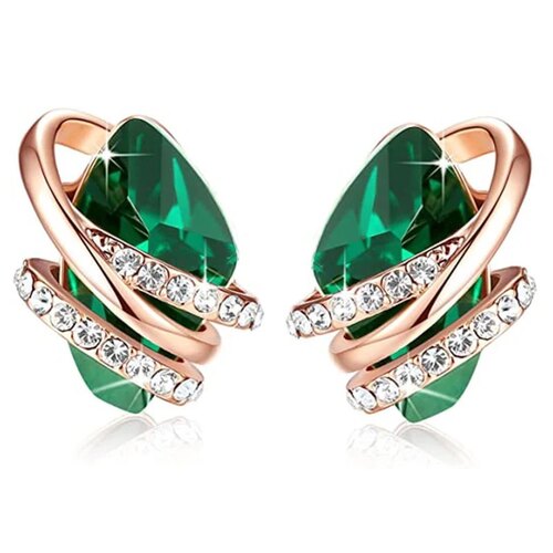 Unique Geometric Blue/Green/White Cubic Zirconia Stud