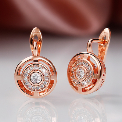 Retro Round Earrings Copper Inlaid Creative Hollow Earrings