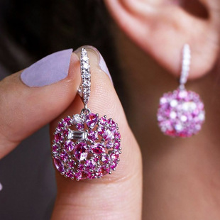 Earrings Luxury Full Diamond Red Crystal Earrings Fashion