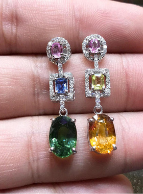 Recommend Luxury Oval Earrings High-grade Colored Gemstone