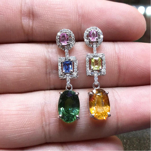 Recommend Luxury Oval Earrings High-grade Colored Gemstone
