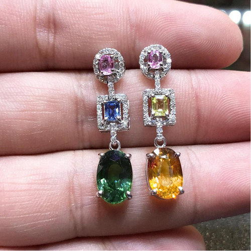 Recommend Luxury Oval Earrings High-grade Colored Gemstone