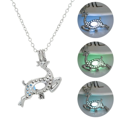 Christmas Elk Pendant Glow in The Dark Necklaces For Women
