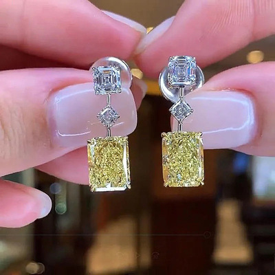 South Korea Rectangular Earrings Quadrilateral Light Luxury