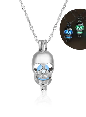 Trendy Glow In The Dark Skull Necklaces Hollow Luminous