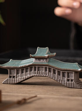 古建筑陶瓷廊桥石拱桥梁古桥园艺鱼缸水族假山造景装饰微景观摆件