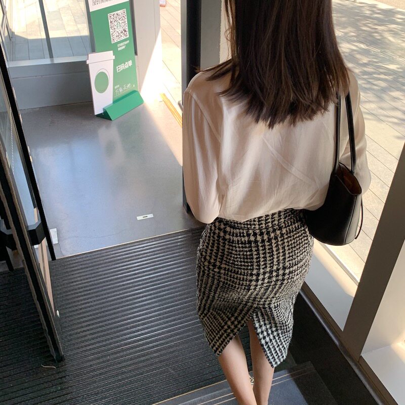 lowey classychic黑白千鸟格 高贵经典 羊毛粗纺呢高腰包臀半身裙|ruв категории Женская одежда, юбка - от Buy2taobao.com для оказания профессиональной услуги покупки агента Taobao