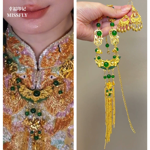 绿色珠子项链国风秀禾旗袍龙凤褂配饰品婚礼新娘配饰新中式古风