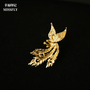 婚礼金色凤凰戒指秀禾旗袍晨袍龙凤褂汉服马面裙配饰品 新娘中式