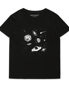 GESIMAO 宇宙黑洞空间设计 新品 男女通款 黑色原创t恤短袖